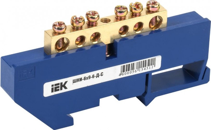 Шина нулевая IEK YNN ШНИ-6х9-6-Д-С на DIN рейку YNN10-69-6D-K07