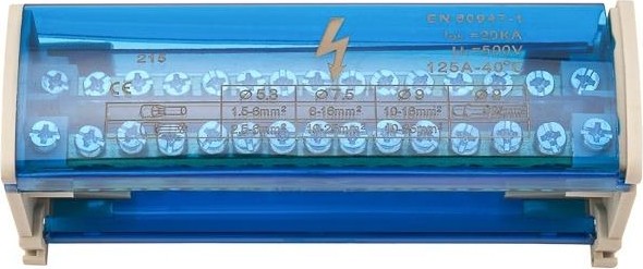 Шина REXANT 11-2302-15 на DIN-рейку в корпусе (кросс-модуль) 2х15 групп