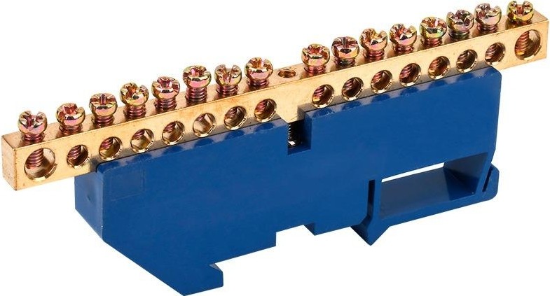 Шина REXANT 11-2344 «N» нулевая на DIN-рейку 6x9 мм стойка бол. 16 гр.