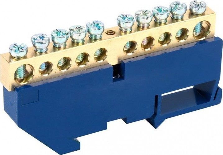 Шина REXANT 11-2348 «N» нулевая на DIN-рейку 8x12 мм стойка бол. 10 гр