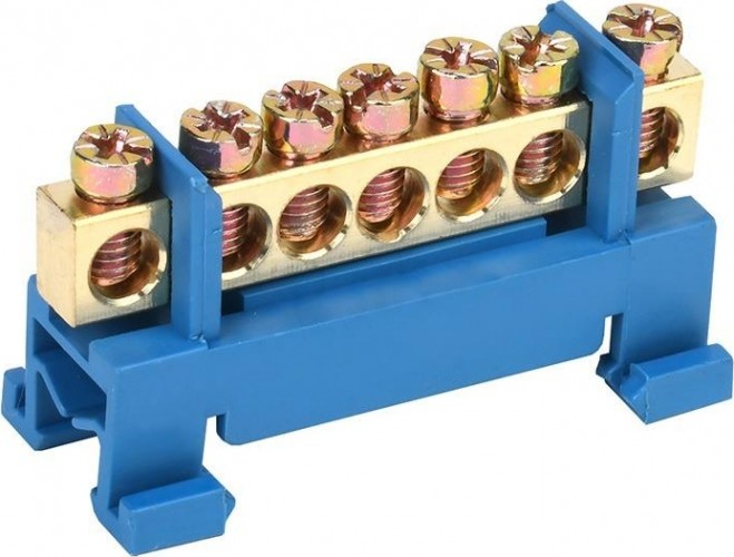 Шина REXANT 11-2352 «N» нулевая тип «Стойка» на DIN-рейку 6x9 мм 7 гр.