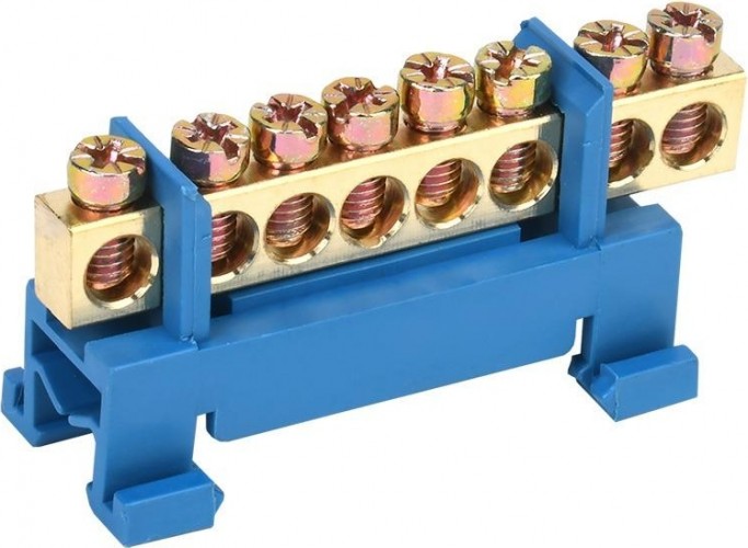 Шина REXANT 11-2353 «N» нулевая тип «Стойка» на DIN-рейку 6x9 мм 8 гр.