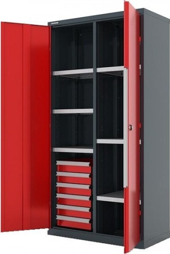 Шкаф инструментальный FERRUM "Premium" 1000х500х1950 h с перегородкой, 6 полок, 6 ящиков RAL7016\3000 13.2661