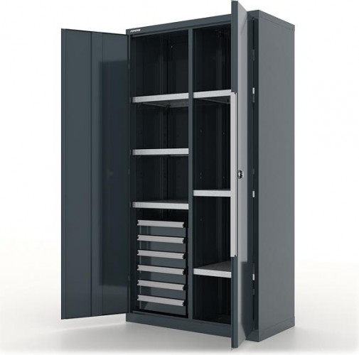 Шкаф инструментальный FERRUM "Premium" 13.2661 с перегородкой, 6 полок, 6 ящиков RAL7016(серый) 13.2661