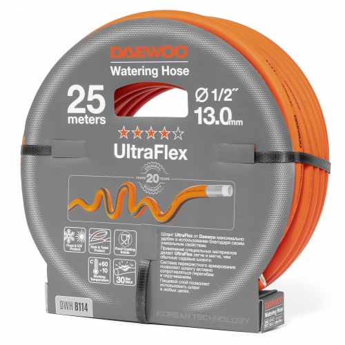 Шланг для полива DAEWOO DWH 8114 ultraflex ⌀ 1/2" (13мм), 25 м