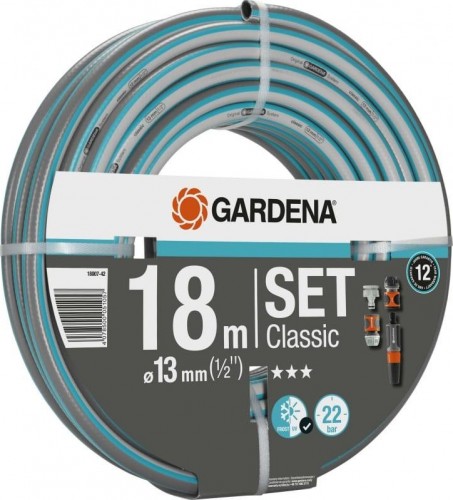 Шланг для полива GARDENA Classic 1/2" х 18 м с комплектом фитингов 18007-42.000.00 18007-42.000.00 - изображение 2