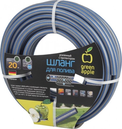 Шланг для полива GREEN APPLE 1/2" х 20 м усиленный с протектором GWGH1-032 Б0032830
