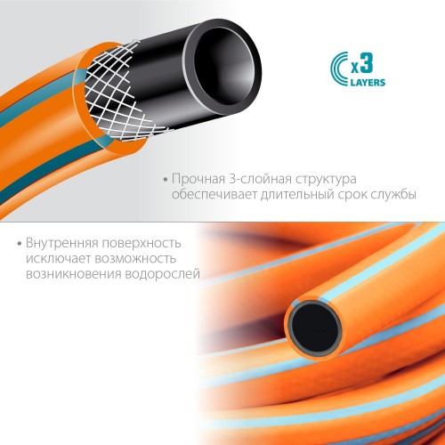 Шланг для полива GRINDA PROLine FLEX 3 1/2" 15 м 25 атм из термоэластопласта трехслойны 429008-1/2-15 - изображение 3