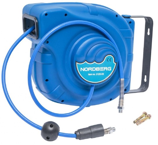 Шланг полиуретановый на автоматической катушке NORDBERG 2125-08 диаметр 8 х 12 мм, длина 25 м 7843