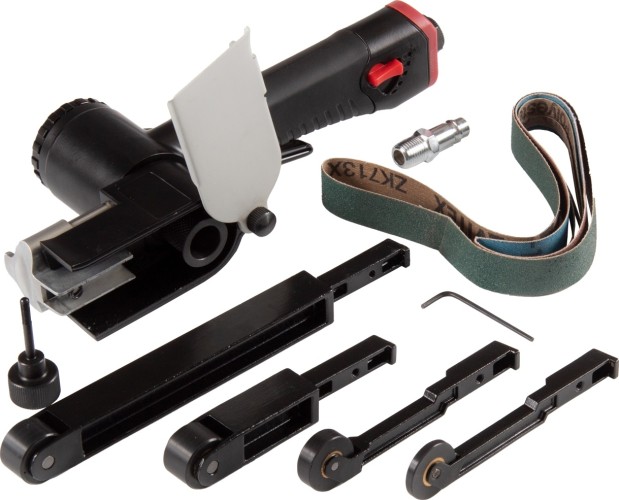 Шлифмашина ленточная пневматическая MIGHTY SEVEN QB-325N 4 насадки, кейс - изображение 2