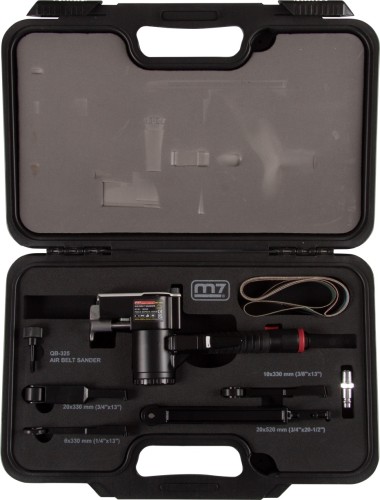 Шлифмашина ленточная пневматическая MIGHTY SEVEN QB-325N 4 насадки, кейс