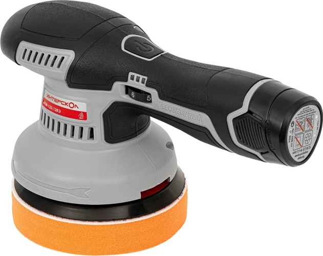 Шлифмашина полировальная ИНТЕРСКОЛ АПМ-125/12ВЭ аккуммуляторная, АКБ 2х2,0Ач, ЗУ 788.2.2.70 - изображение 2