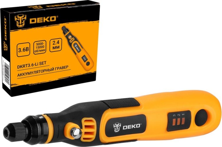 Шлифмашина прямая аккумуляторная DEKO DKRT3.6-Li SET (063-1400) 063-1400