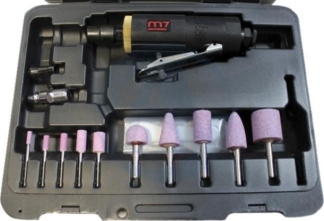 Шлифмашина прямая пневматическая MIGHTY SEVEN QA-0115A (шарошка) 3-6 мм, 25000 об/мин, с набором - изображение 2