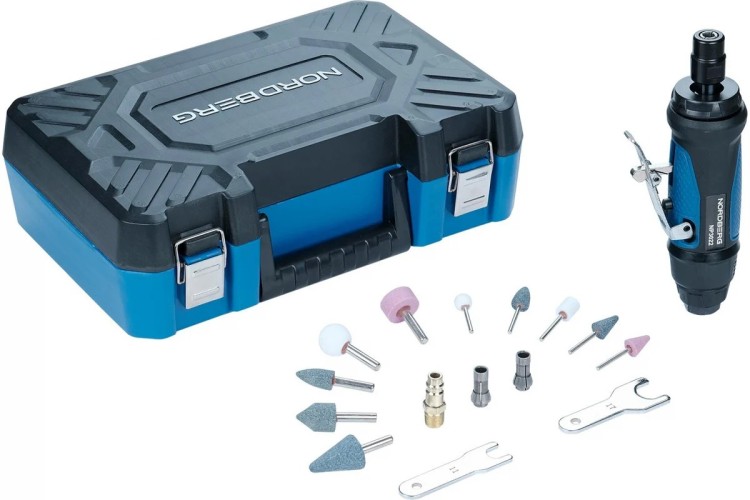 Шлифмашина прямая пневматическая NORDBERG NP3022K с комплектом насадок ЦБ-00019682 - изображение 2