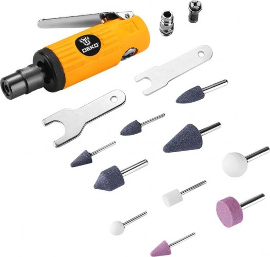 Шлифмашина прямая пневматическая DEKO DKPT02 SET 3 в чемодане с набором 15 предметов 018-1102