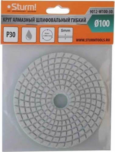 Шлифовальный круг по камню Sturm 9012-W100-30 алмазный гибкий, 100 мм, p30, мокрое шлиф. - изображение 2