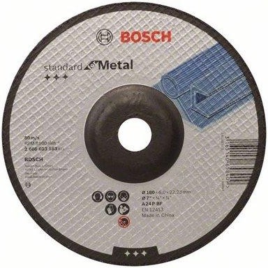 Шлифовальный круг по металлу BOSCH 180х6х22.2 мм A24P-BF Standard for Metal 2608603183