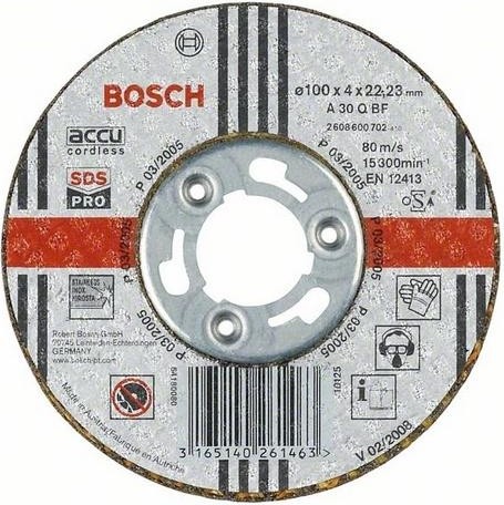 Шлифовальный круг по металлу BOSCH 100х4х22.2 мм A30Q-BF SDS-pro 2608600702
