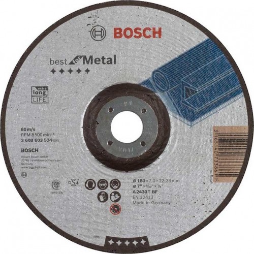 Шлифовальный круг по металлу BOSCH 180х7х22.2 мм A2430T-BF Best for Metal  2608603534