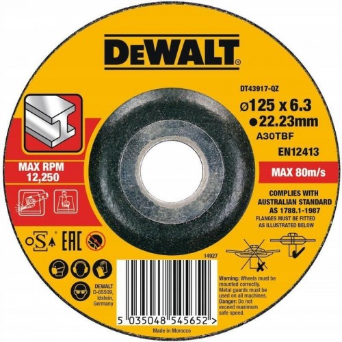 Шлифовальный круг по металлу DeWALT 125х6.3x22.2 мм тип 27 A24RBF DT43917-QZ DT43917-QZ