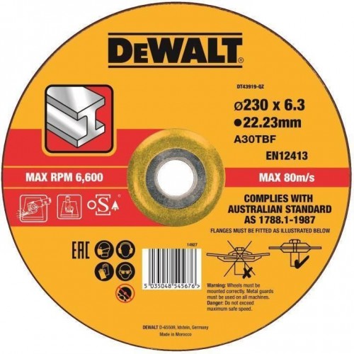Шлифовальный круг по металлу DeWALT 230х6x22.2 мм тип 27  A24RBF DT43919-QZ DT43919-QZ