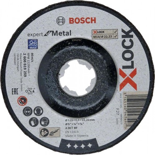Шлифовальный круг по металлу X-LOCK BOSCH 115х6х22.2 мм A 30 T BF Expert for Metal 2608619258