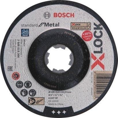 Шлифовальный круг по металлу X-LOCK BOSCH 125х6х22.2 мм A 24 P BF Standard for Metal 2608619366