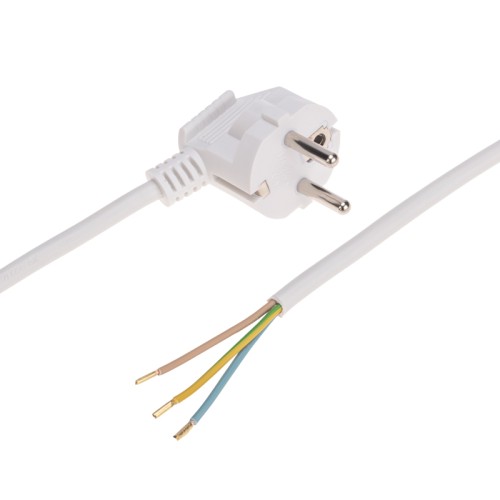 Шнур электрический REXANT 11-1321 с вилкой ПВС 3х1,0 мм² 5м (белый)