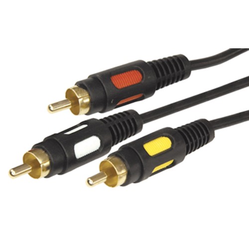 Шнур REXANT 17-0212 3 RCA-3 RCA, 1,5м, черный, Gold
