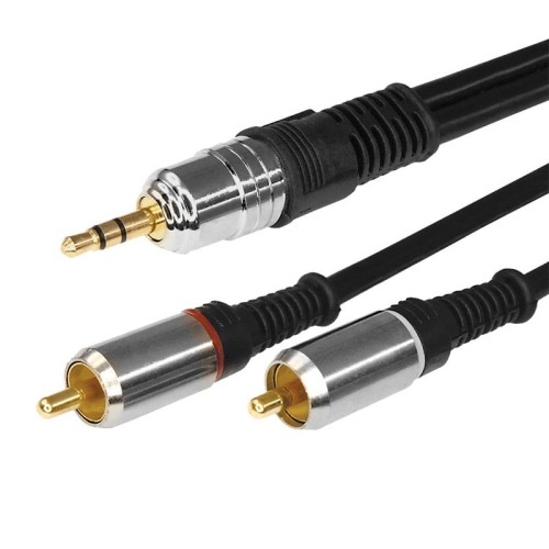 Шнур REXANT 17-4222 Стерео 3,5мм-2 RCA, 1,5м, Gold-металл