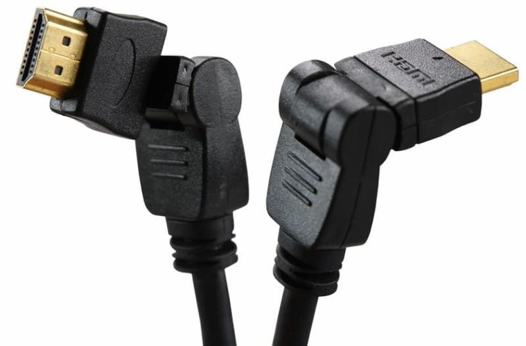 Шнур REXANT 17-6204-3 HDMI-HDMI с фильтрами, 2м, угловой 360° Gold