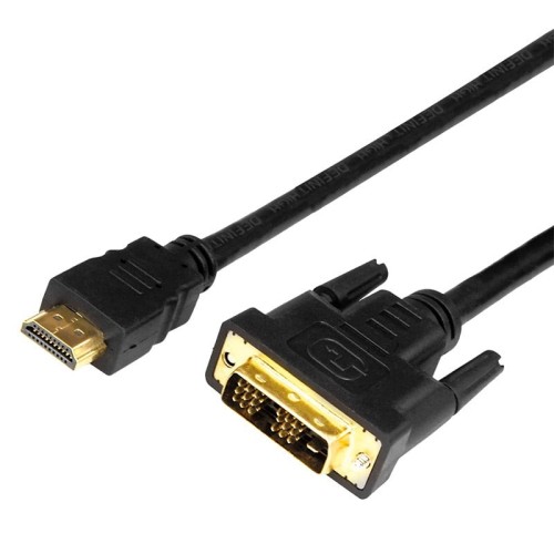 Шнур REXANT 17-6304 HDMI-DVI-D с фильтрами, 2м, Gold (PE пакет)