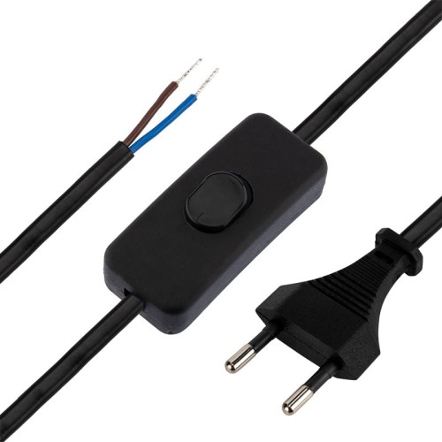 Шнур сетевой REXANT 11-1134 с выключателем 2х0,75 мм², 1,8 м черный