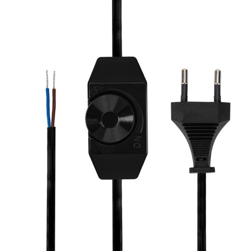 Шнур сетевой REXANT 11-1137 с диммером, 2х0,75 мм², 2 м черный