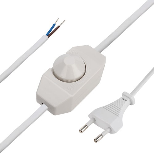 Шнур сетевой REXANT 11-1139 с диммером, 2х0,75 мм², 2 м белый