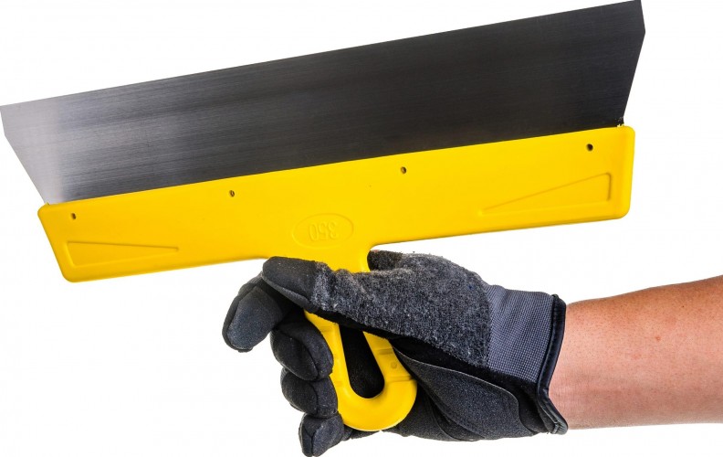 Шпатель Biber МАСТЕР 35178 фасадный нерж. сталь, желтая рукоятка, 350мм Тов-176005 - изображение 2