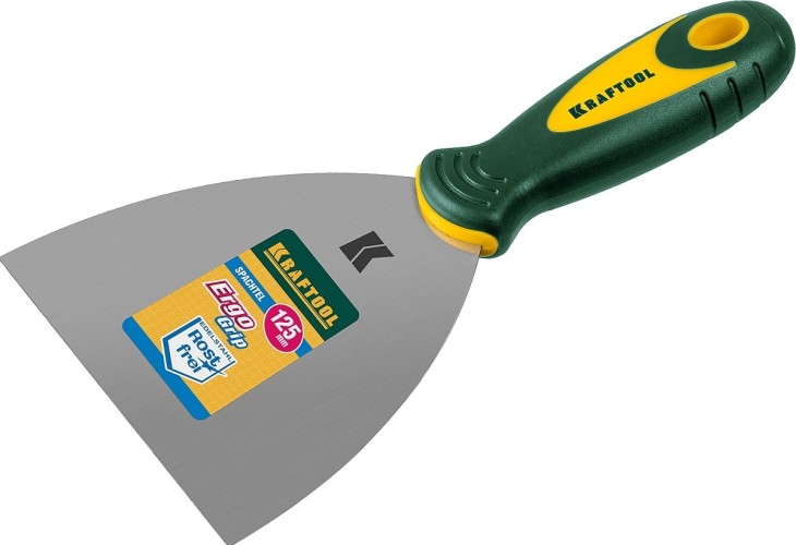 Шпатель малярный с двухкомпонентной ручкой KRAFTOOL 10035-125 125 мм, полотно из нержавеющей стали