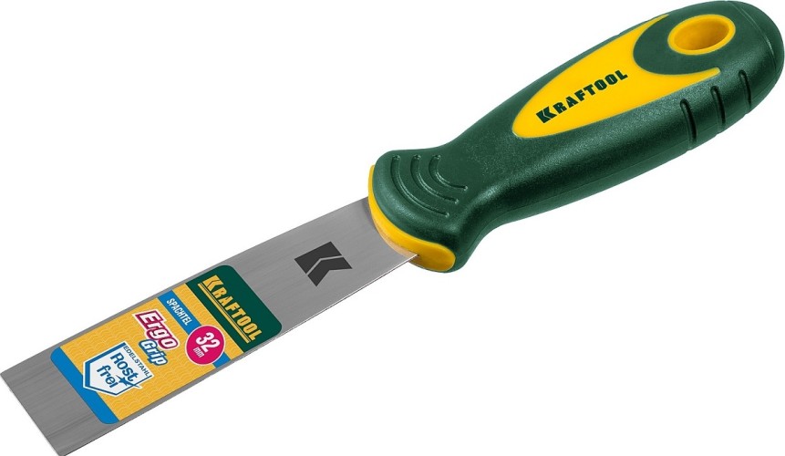 Шпатель малярный с двухкомпонентной ручкой KRAFTOOL 10035-030 32 мм, полотно из нержавеющей стали