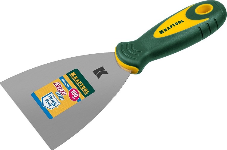 Шпатель малярный с двухкомпонентной ручкой KRAFTOOL 10035-100 100 мм, полотно из нержавеющей стали