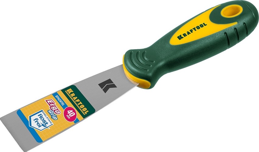 Шпатель малярный с двухкомпонентной ручкой KRAFTOOL 10035-040 40 мм, полотно из нержавеющей стали