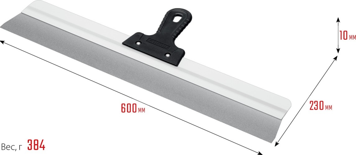 Шпатель Сибин 10083-60 600 мм, усиленный фасадный, с алюминиевой направля - изображение 2