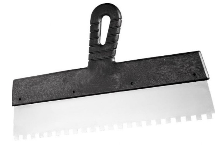 Шпатель СИБРТЕХ 300 мм, зуб 6х6 мм из нержавеющей стали, пластмассовая ручка// 85467