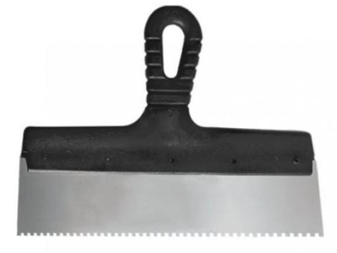 Шпатель СИБРТЕХ 450 мм, зуб 6х6 мм из нержавеющей стали, пластмассовая ручка// 85470