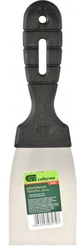 Шпатель СИБРТЕХ 60 мм лопатка из нержавеющей стали, пластмассовая ручка/ 85432