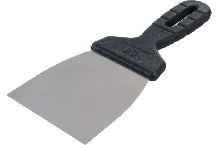 Шпатель СИБРТЕХ 80 мм лопатка из нержавеющей стали, пластмассовая ручка/ 85433