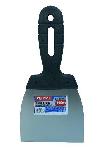 Шпатель СОЮЗ 8051-25-100LC 100мм, нержавеющая сталь, пластиковая рукоятка