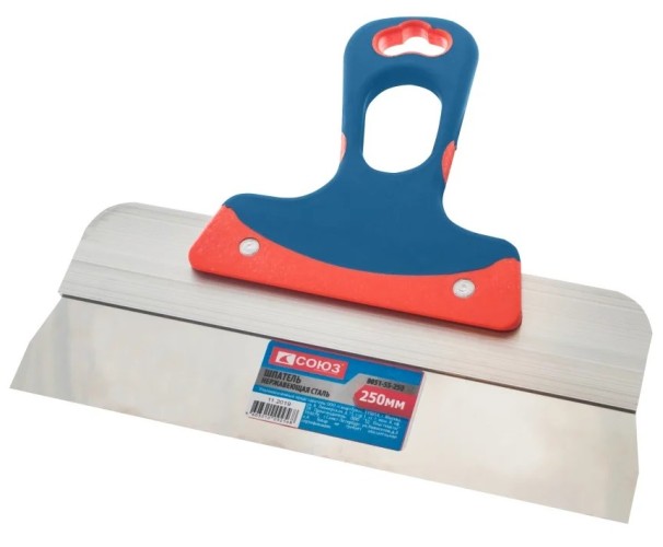 Шпатель СОЮЗ 8051-55-200 200 мм, нержавеющая сталь, узкое полотно, алюм. пл