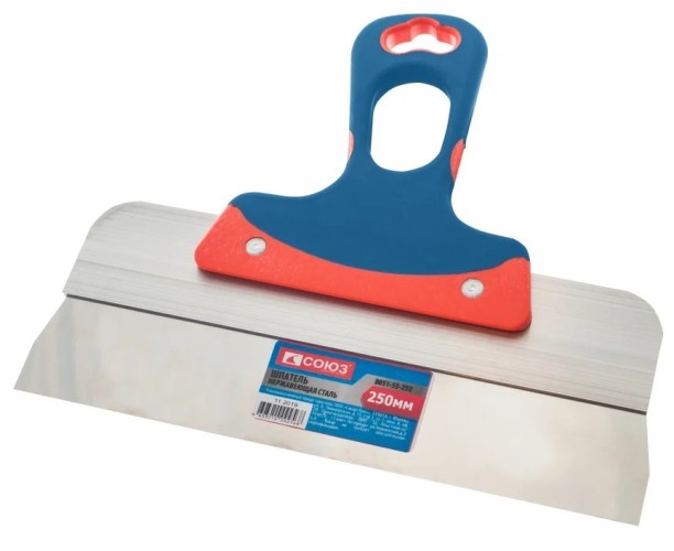 Шпатель СОЮЗ 8051-55-250 250 мм, нержавеющая сталь, узкое полотно, алюм. пл