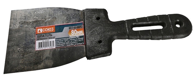 Шпатель СОЮЗ 8051-65-080PC 80мм, пружинная сталь 65г, пластиковая рукоятка